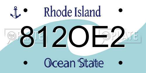 812OE2 Rhode Island License Plate