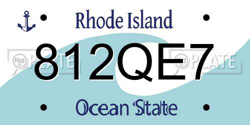 812QE7 Rhode Island License Plate