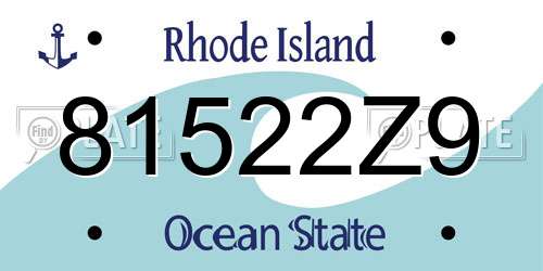 81522Z9 Rhode Island License Plate