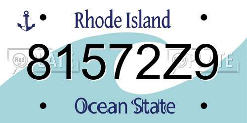 81572Z9 Rhode Island License Plate