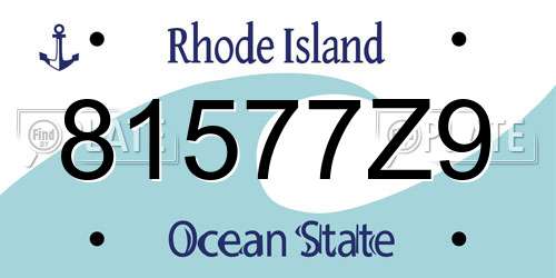 81577Z9 Rhode Island License Plate