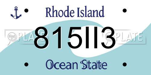 815II3 Rhode Island License Plate