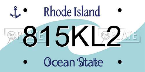 815KL2 Rhode Island License Plate