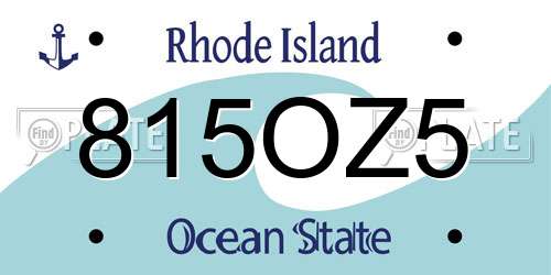 815OZ5 Rhode Island License Plate