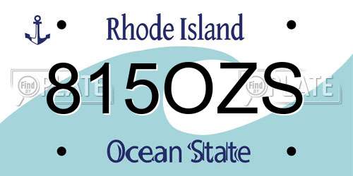 815OZS Rhode Island License Plate