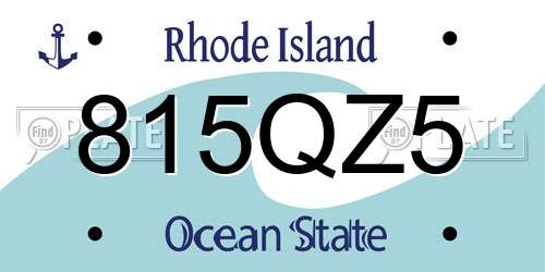 815QZ5 Rhode Island License Plate