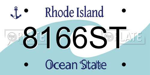 8166ST Rhode Island License Plate