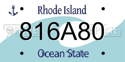 816A80 Rhode Island License Plate
