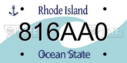 816AA0 Rhode Island License Plate