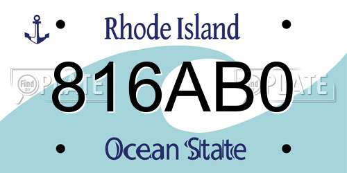 816AB0 Rhode Island License Plate
