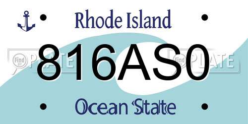816AS0 Rhode Island License Plate