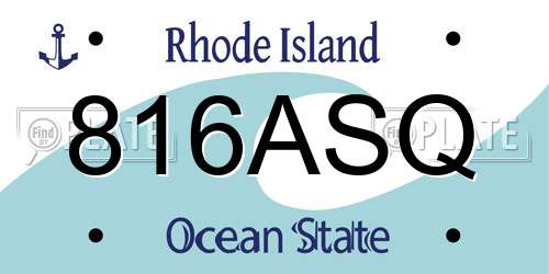816ASQ Rhode Island License Plate