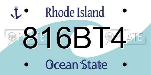 816BT4 Rhode Island License Plate