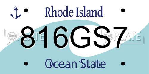 816GS7 Rhode Island License Plate