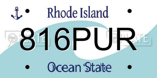 816PUR Rhode Island License Plate