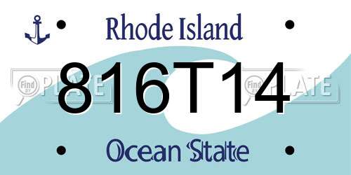 816T14 Rhode Island License Plate