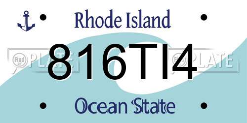816TI4 Rhode Island License Plate