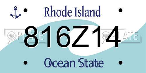 816Z14 Rhode Island License Plate