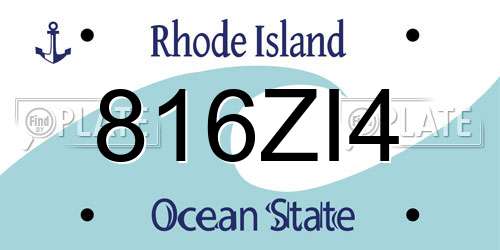 816ZI4 Rhode Island License Plate