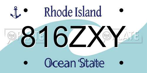 816ZXY Rhode Island License Plate