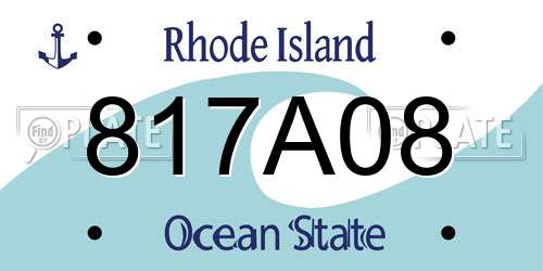 817A08 Rhode Island License Plate
