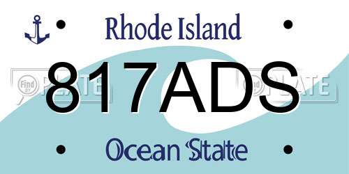 817ADS Rhode Island License Plate