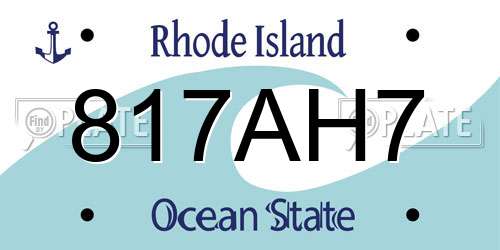 817AH7 Rhode Island License Plate