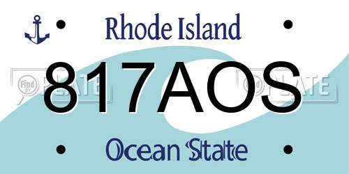 817AOS Rhode Island License Plate