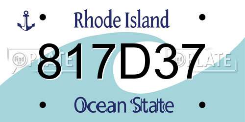 817D37 Rhode Island License Plate