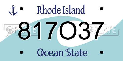 817O37 Rhode Island License Plate