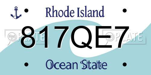 817QE7 Rhode Island License Plate