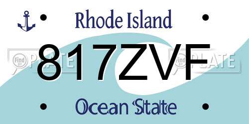 817ZVF Rhode Island License Plate