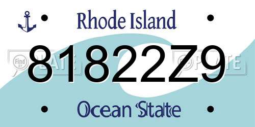 81822Z9 Rhode Island License Plate