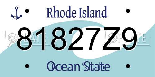 81827Z9 Rhode Island License Plate
