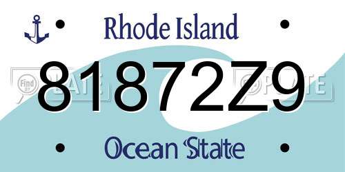 81872Z9 Rhode Island License Plate