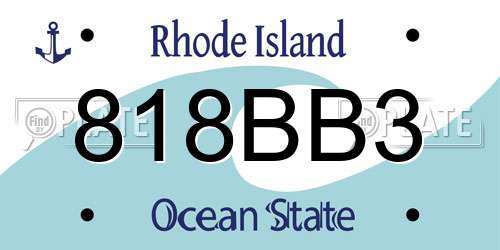 818BB3 Rhode Island License Plate