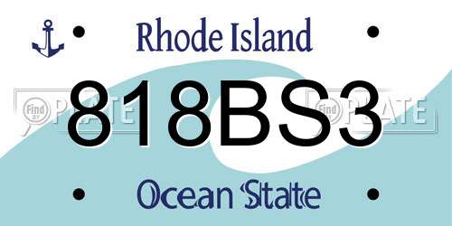 818BS3 Rhode Island License Plate