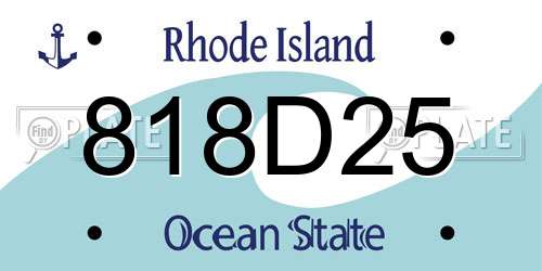 818D25 Rhode Island License Plate