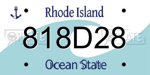 818D28 Rhode Island License Plate