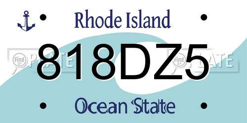 818DZ5 Rhode Island License Plate