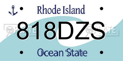 818DZS Rhode Island License Plate