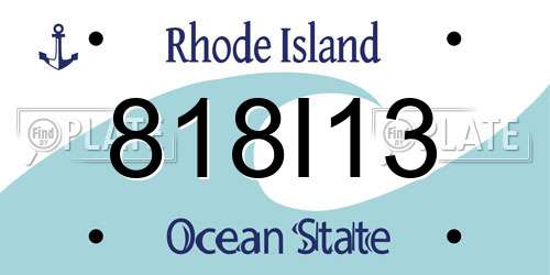 818I13 Rhode Island License Plate