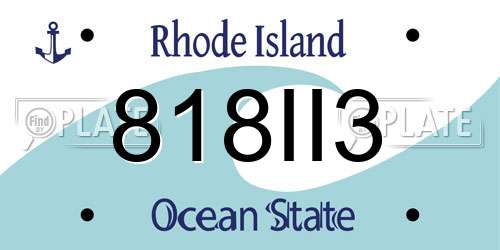 818II3 Rhode Island License Plate
