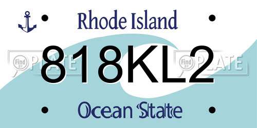 818KL2 Rhode Island License Plate