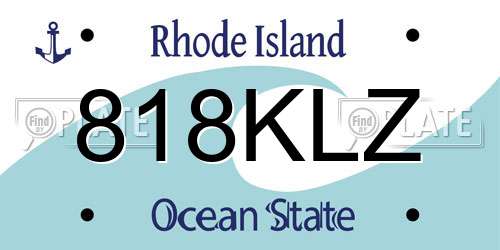 818KLZ Rhode Island License Plate
