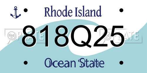 818Q25 Rhode Island License Plate
