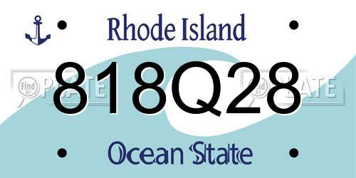 818Q28 Rhode Island License Plate