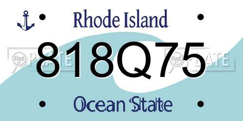 818Q75 Rhode Island License Plate