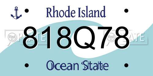 818Q78 Rhode Island License Plate