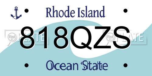 818QZS Rhode Island License Plate
